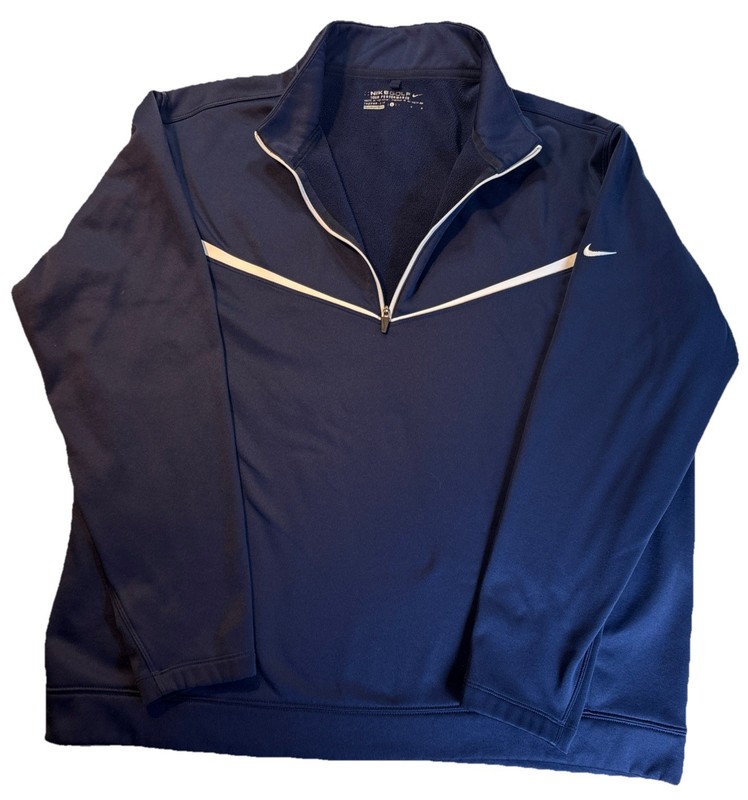Nike Golf Tour Performance Men’s Large Blue Quarter Zip Pullover Therma-Fit gallery