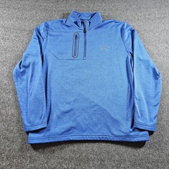 Callaway Pullover Mens Large Blue Quarter Zip Golf Mock Neck Chest Pocket Fleece