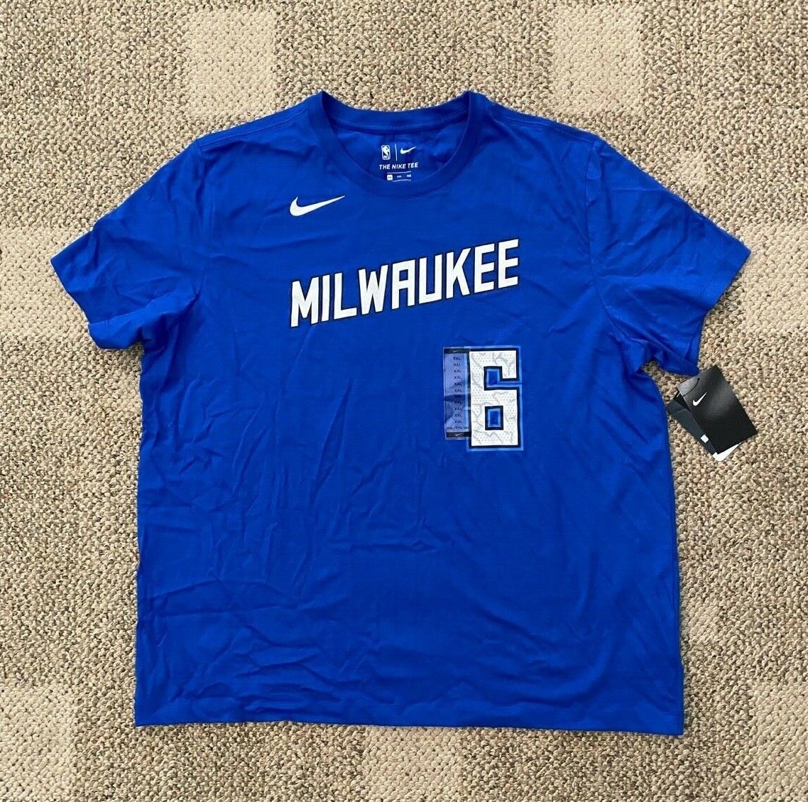 The Nike Tee T Shirt Short Sleeve Blue NBA Milwaukee Bucks #6 Bledsoe Men's 2XL gallery