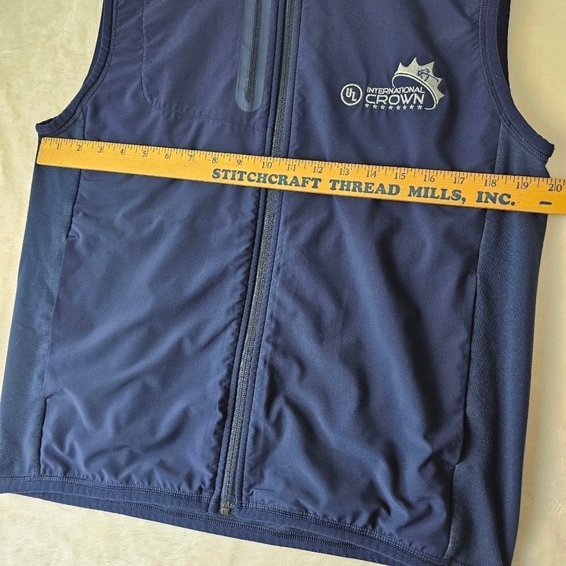 RLX Ralph lauren outerwear vest mens medium full zip blue golf warm stretchy gallery