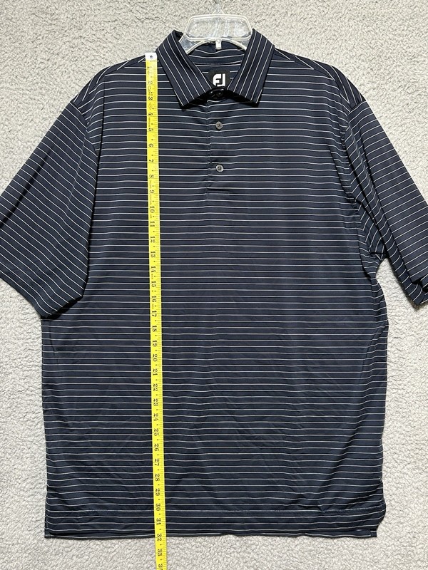 FootJoy Mens L Blue White Striped Polo Performance Golf Shirt Active FJ gallery