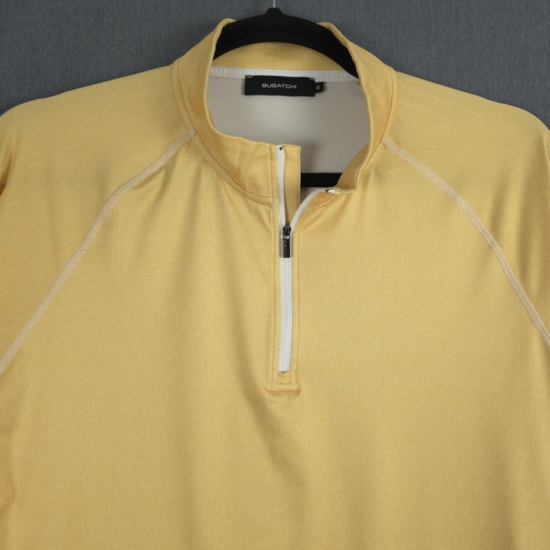 Bugatchi 1/4 Zip Performance Golf Pullover Mens XL Yellow Long Sleeve Stretch gallery