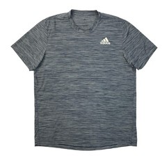 Adidas T Shirt Mens Large Navy Grey Spacedye All Set Aeroready Running Training