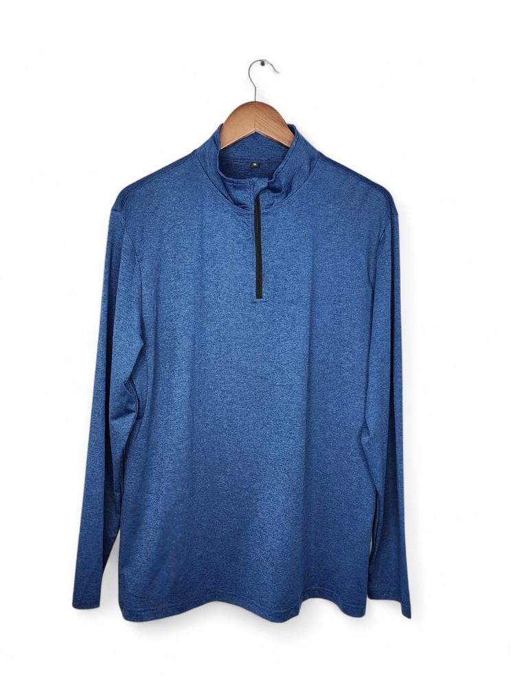 Heather Blue 1/4 Zip Long Sleeve Activewear Shirt Size M
