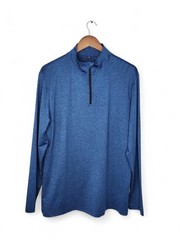 Heather Blue 1/4 Zip Long Sleeve Activewear Shirt Size M