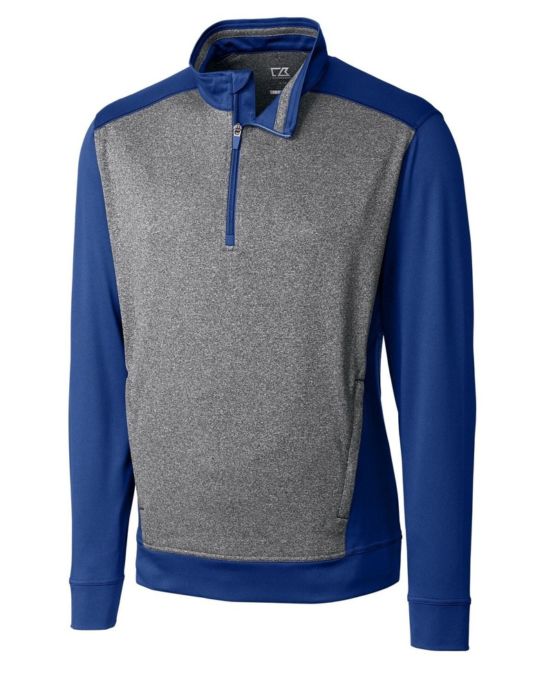 Cutter & Buck Performance Relay Grey w/Blue trim 1/2 Zip Pullover Top SZ: 2XB