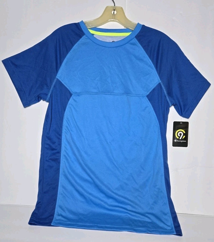 Champion NWT C9 Duo Dry+ Performance Shirt Kids XL 16-18 Blue Crew Neck Sports