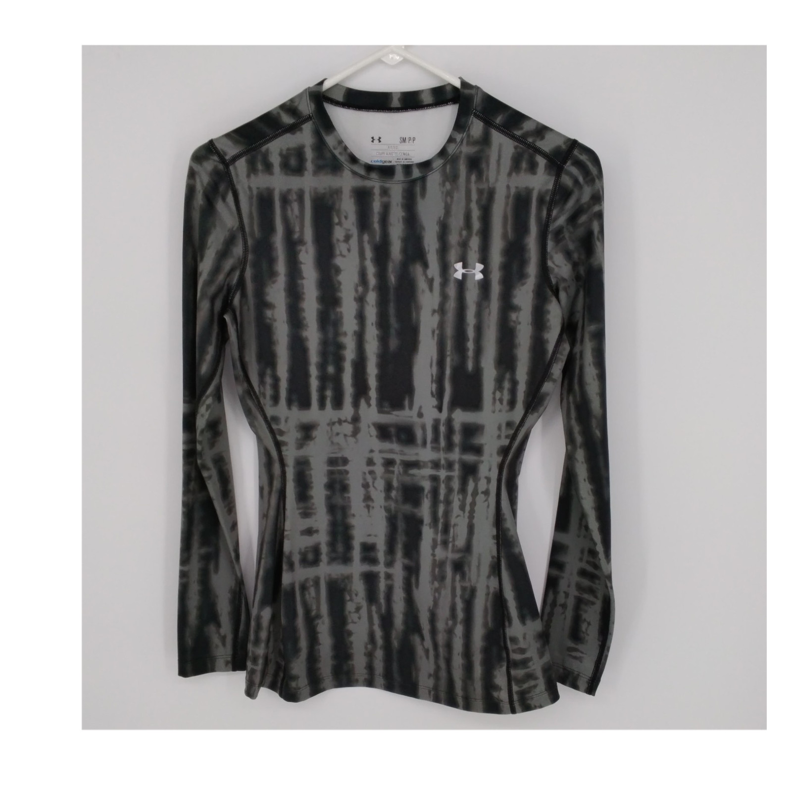 Under Armour ColdGear Men's S Gray/Black Crew Neck Long Sleeve Compression Tee gallery