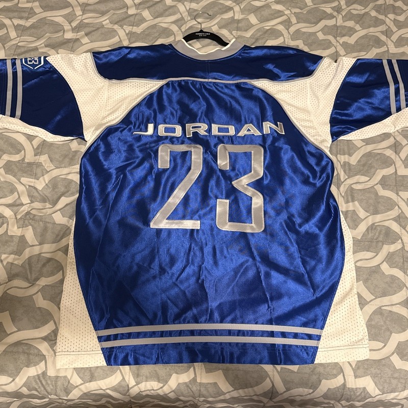 Vintage 2000’s Michael Jordan Brand #23 Royal blue White grey Football Jersey gallery
