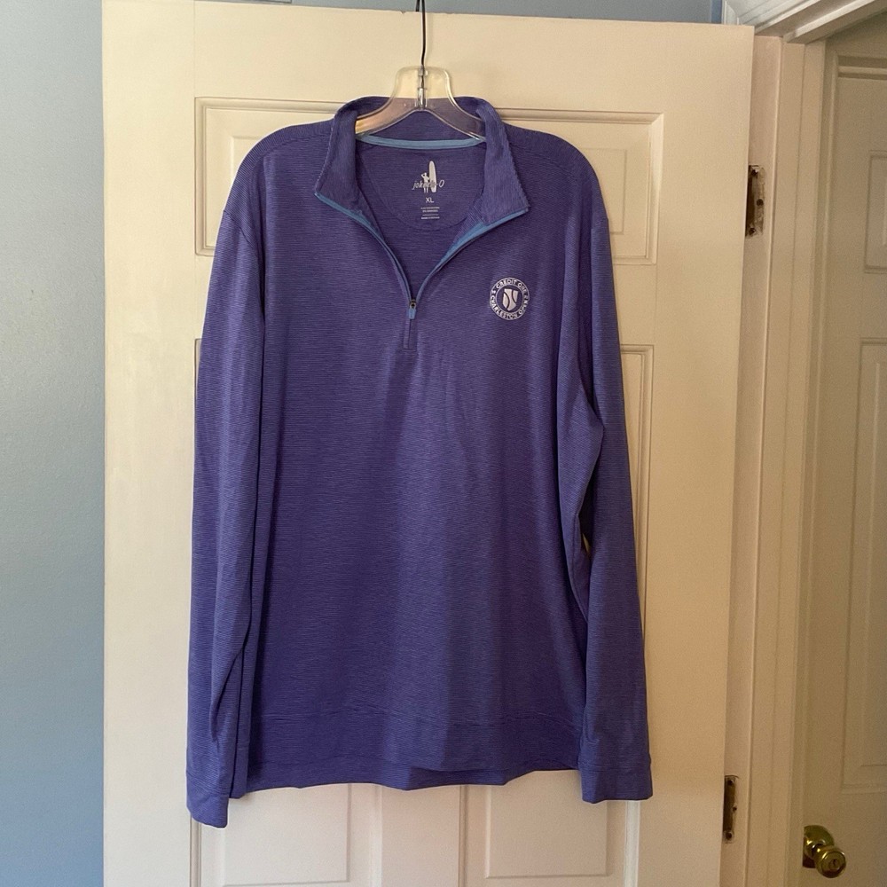 Johnnie-o Vaughn Performance Quarter 1/4 Zip Top Blue Stripe Size XL Golf Prep