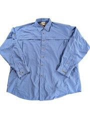 LL Bean Shirt Mens XL Blue Check Vented Fishing Hiking LS Outdoor 2 Pockets Mesh