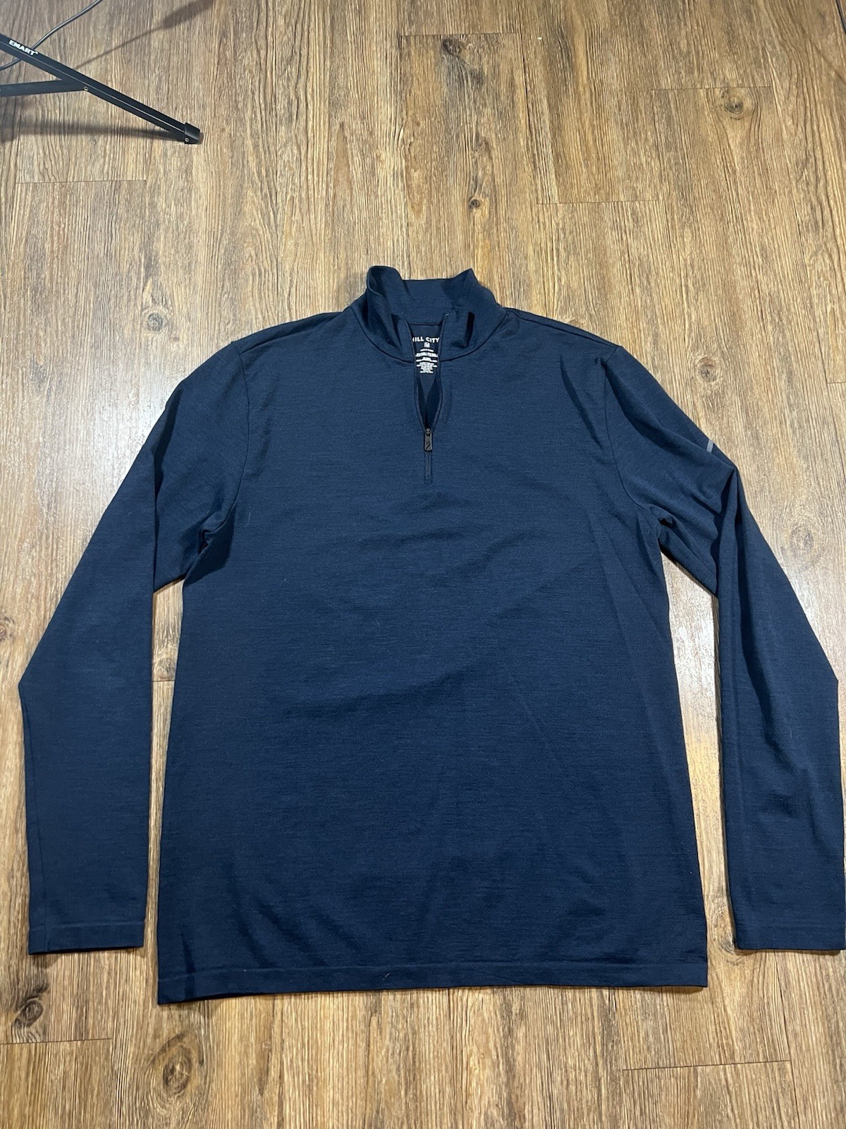 Hill City 1/4 Quarter Zip Mens M Blue Pullover Wool Blend Long Sleeve Active gallery