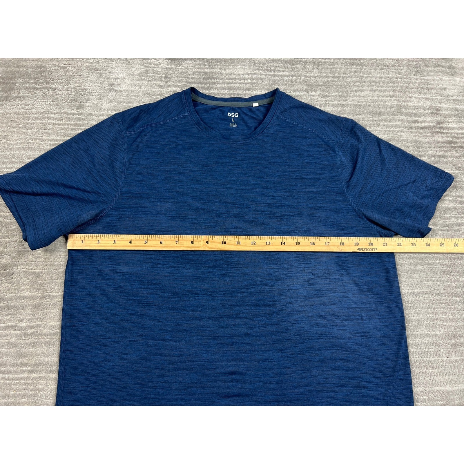 DSG T-Shirt Mens Large Blue Performance Short Sleeve Crew Neck Heathered Sport gallery
