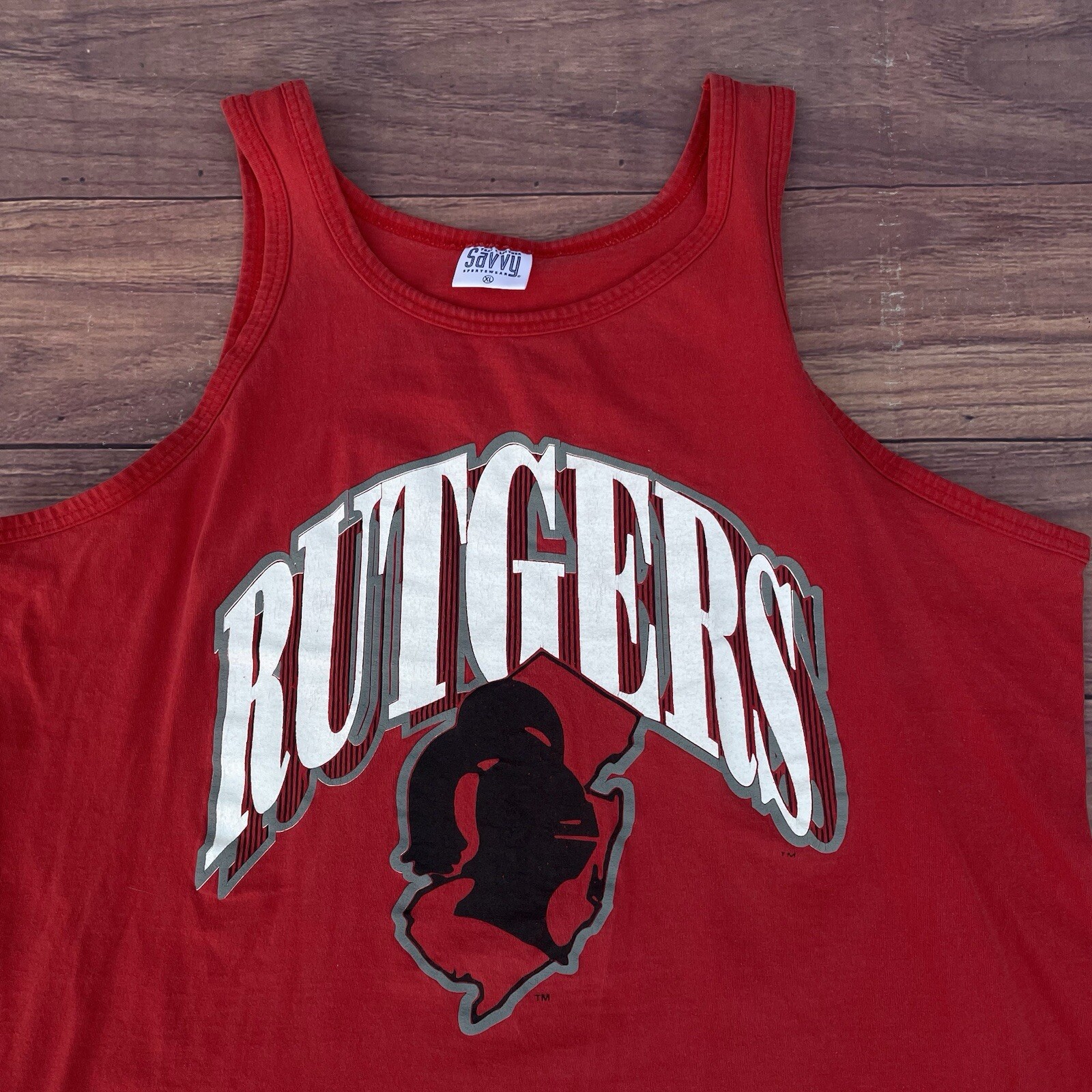 Vintage 90s Red Rutgers University Newark Gym Sports Tank Top USA Made Size XL gallery