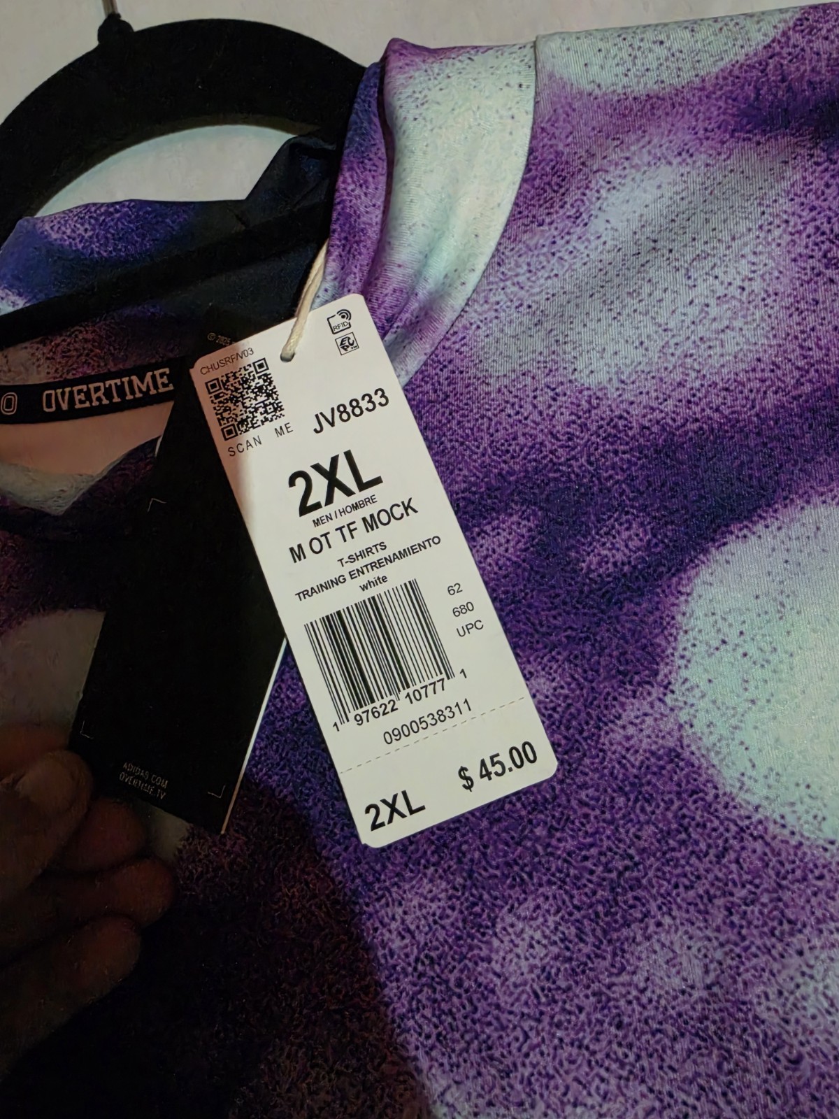 ​adidas Overtime Compression Shirt Mens 2XL NWT Mock Neck Techfit Purple JV8833 gallery