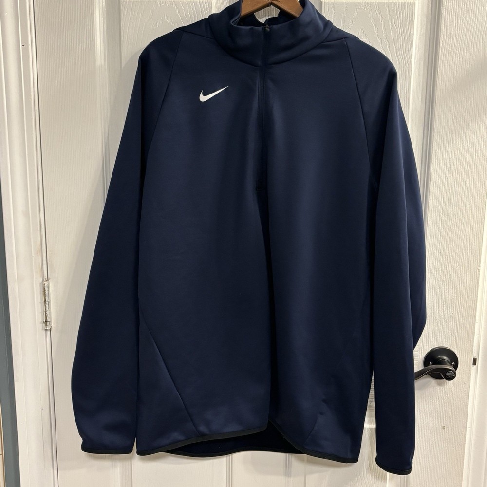 Nike Dri-FIT Therma-FIT 1/4 Zip Pullover Mens L Navy Fleece Training Top