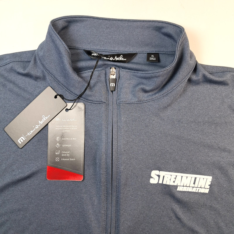 Travis Mathews Men's XL 1/4 Zip Golf Pullover Indigo Blue Long Sleeve Stretch gallery