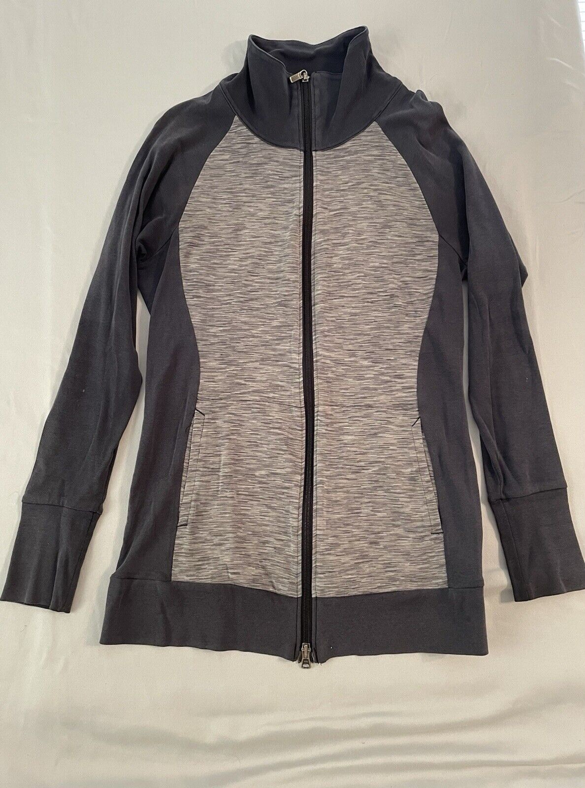 Columbia Shirt Men Size Medium Gray Long Sleeve Full Zip Stain See Photo gallery