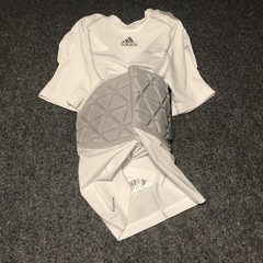 Adidas Football Shirt Mens Small White Gray 5 Pad Padded Girdle Compression