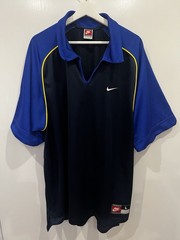 Vintage Team Nike Navy Blue Polo Golf Two Tone Shirt Jersey Size Large L