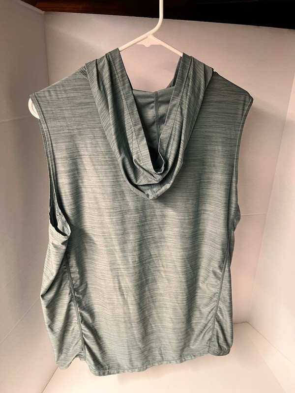 Neleus Men's XL Blue/Green Heather Hooded Sleeveless Pullover Logo Tank Top gallery