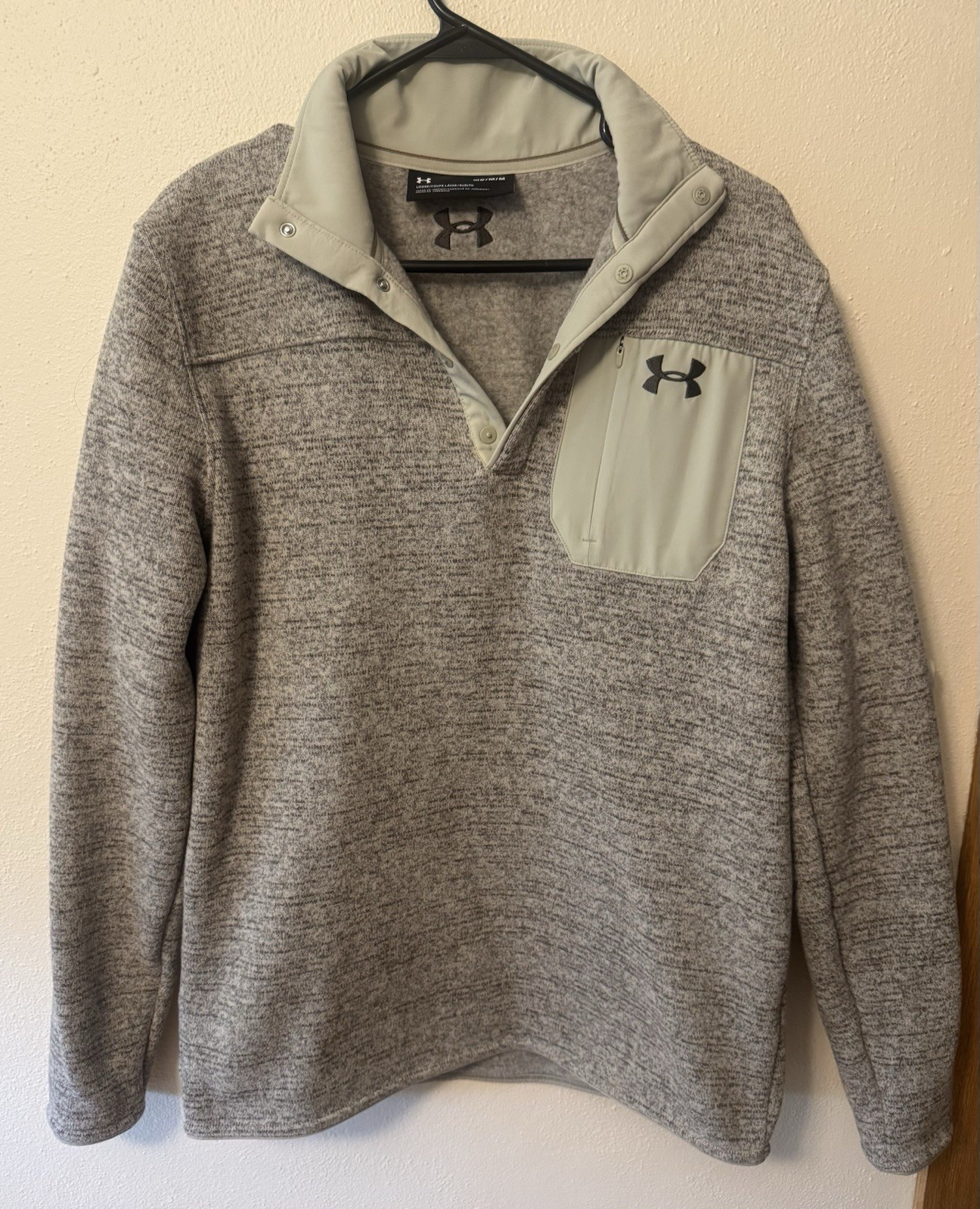 Under Armour Men's M Gray Fleece 1/4 Zip Pullover Loose Fit Chest Pocket gallery
