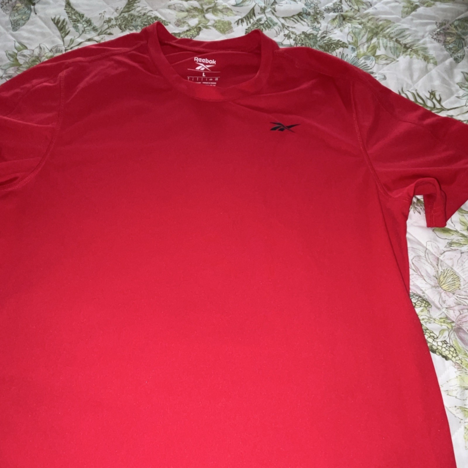 Reebok Speedwick Men's Moisture Wicking Crew Neck Red Logo Tee L gallery