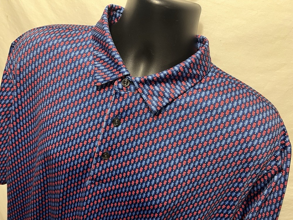 Maelreg Mens performance S/S polo Sz xl Red White blue patriotic popsicles C2