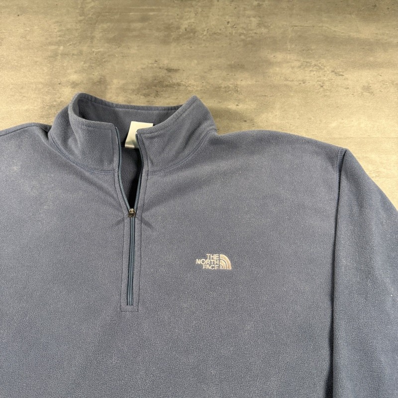 North Face 1/4 Zip Jacket Men Large Vintage Y2K Blue Gray Faded Pullover Base gallery