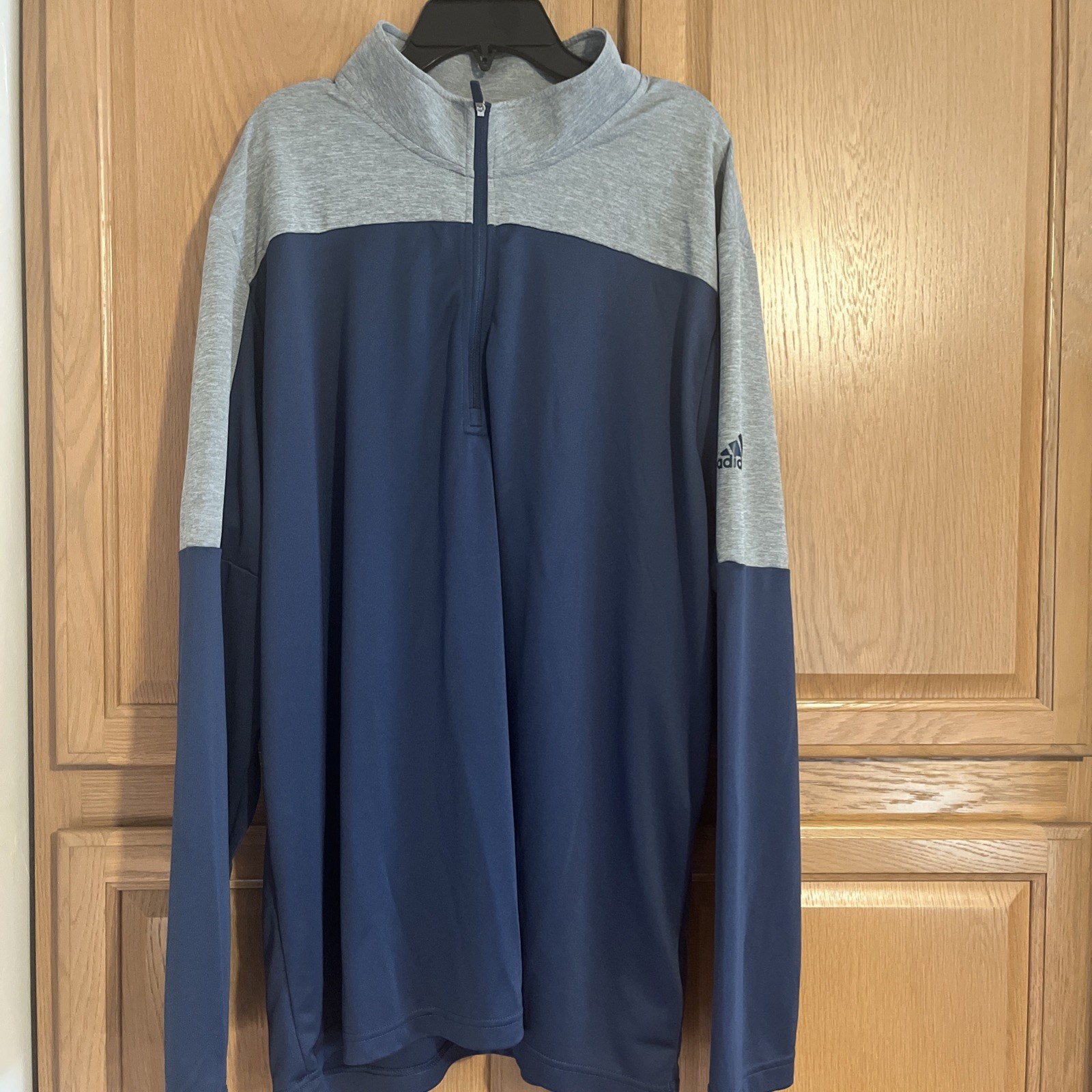 Adidas 1/4 Zip Long Sleeve Pullover Men 2XL Gray And Blue gallery