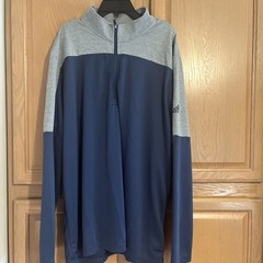 Adidas 1/4 Zip Long Sleeve Pullover Men 2XL Gray And Blue