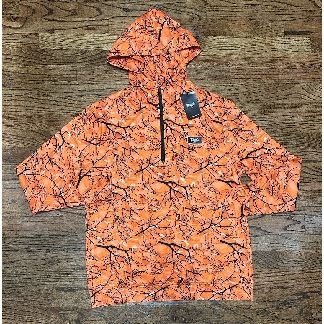Waggle 1/4 Zip Hoodie Blaze Orange Hunting Season Stretch Golf Pullover Sz L gallery