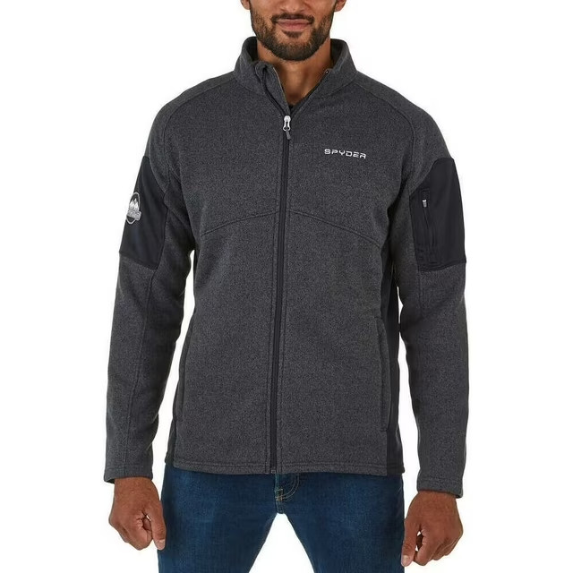 Spyder Fleece Empire Jacket Men's Size L Full Zip Pockets Logo Gray gallery