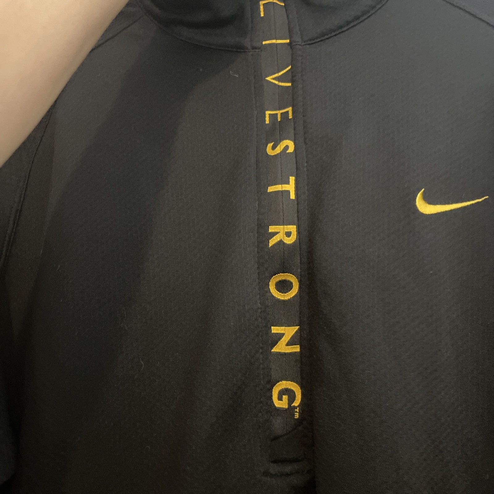 Nike Livestrong Zip Pullover Men’s [Size L] Black Yellow Running Jacket Dri-Fit gallery