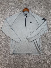 Under Armour Pullover Shirt Mens Medium Gray Quarter Zip USA Flag Golf