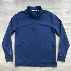 Black Clover Men’s Medium Live Lucky Navy Blue Cotton Blend 1/4 Zip