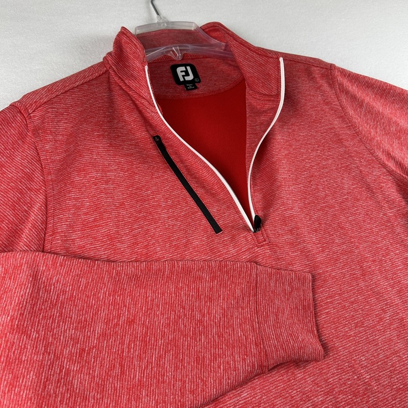 FootJoy Performance Pullover Mens Large Red 1/4 Zip Pocket Long Sleeve Golf gallery