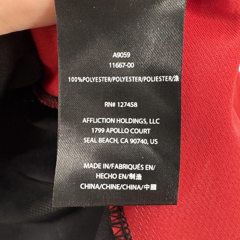 Affliction Sport Mesh Tank Mens Medium Black Red Performance Basketball Jersey gallery