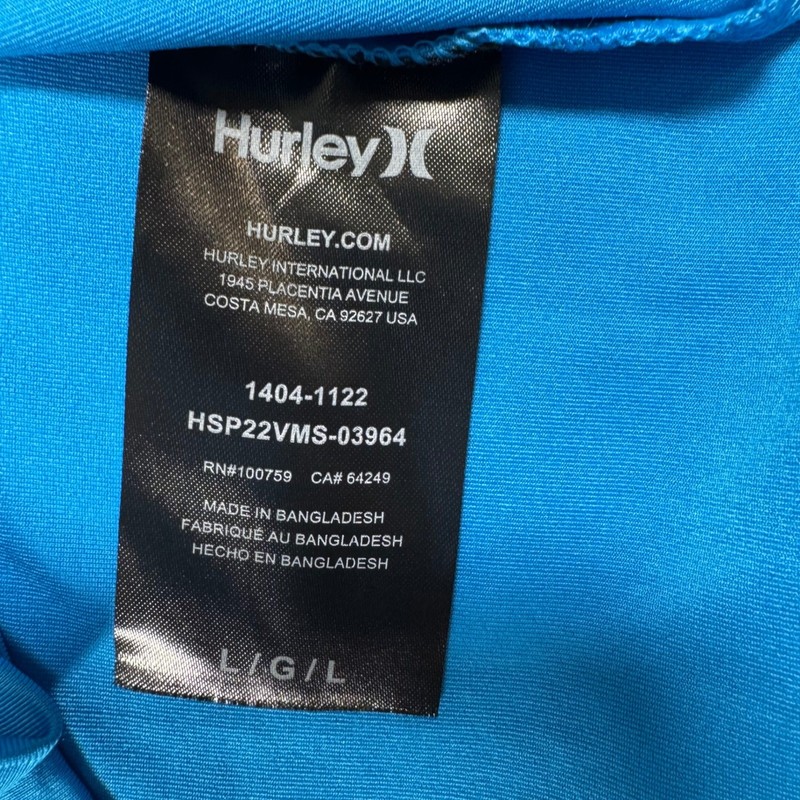Hurley Rash Guard Mens Large Blue Excellent Long Sleeve Graphic Sun Shirt gallery