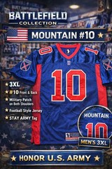 Battlefield Collection Mountain #10 Football Jersey Men’s 3XL Blue Military USA