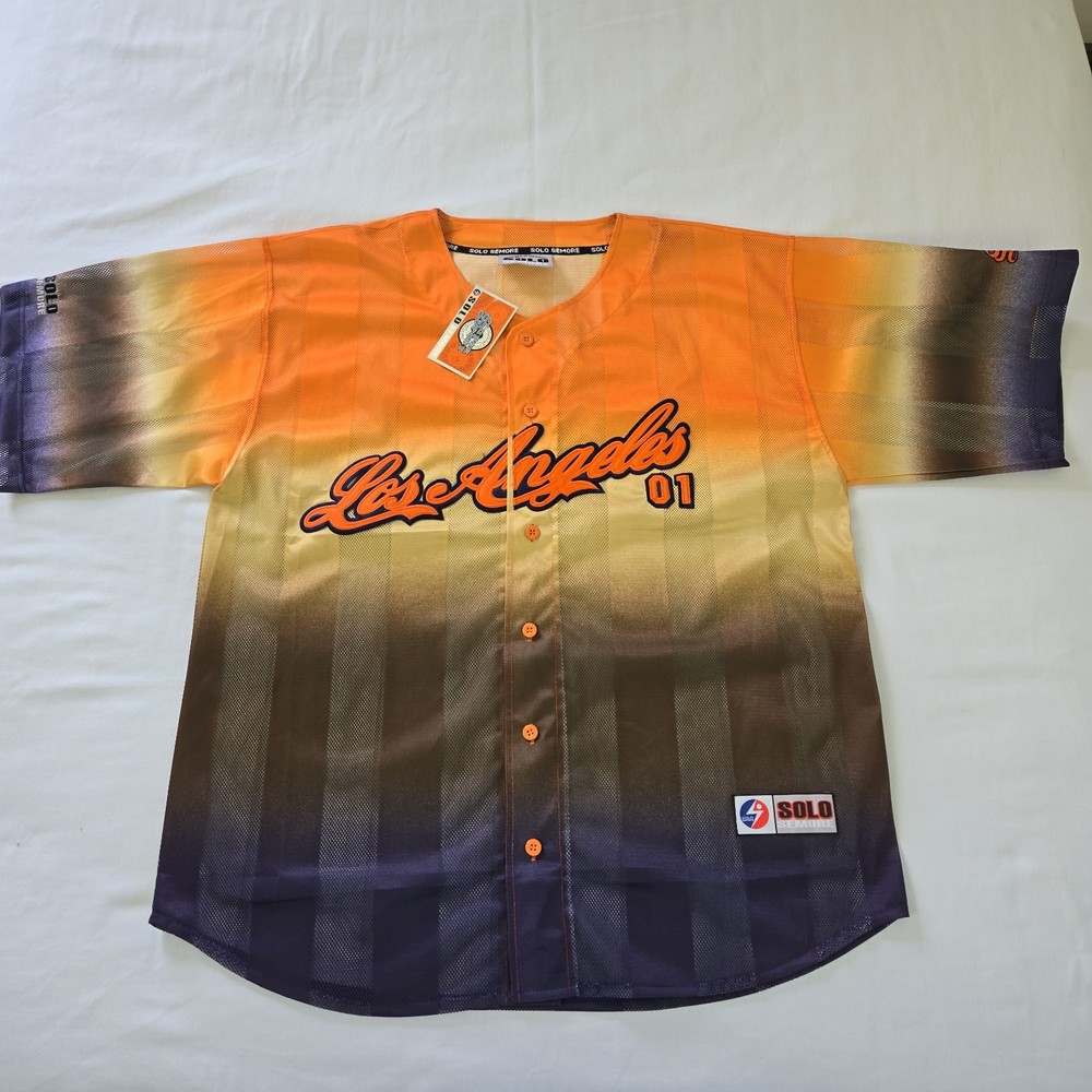 VTG Deadstock Solo Semore Baseball Jersey Hip Hop Los Angeles Spellout Mens 3XL