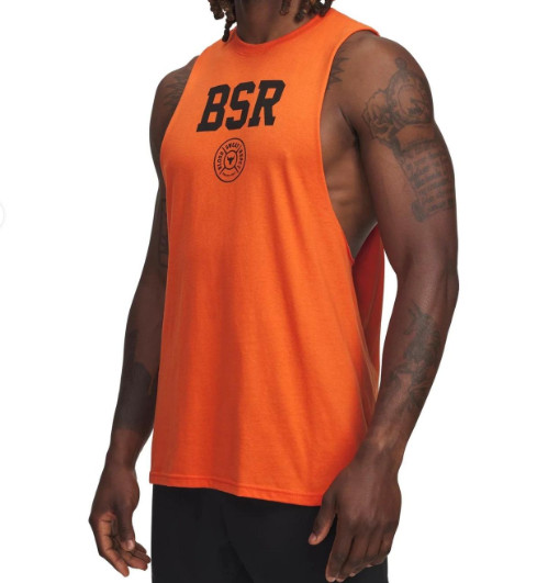 Under Armour Project Rock Tank Top Mens Small BSR Blood Sweat Respect Orange gallery