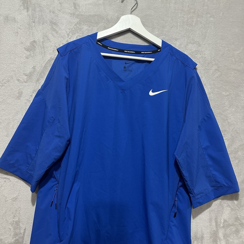 Nike Baseball Hot Training Jacket Men's L Blue V-Neck 3/4 Sleeves Lightweight gallery