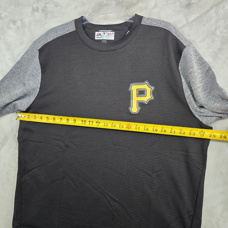 Majestic Pittsburgh Pirates ThermaBase Baseball T Shirt Men XL Black Yellow gallery