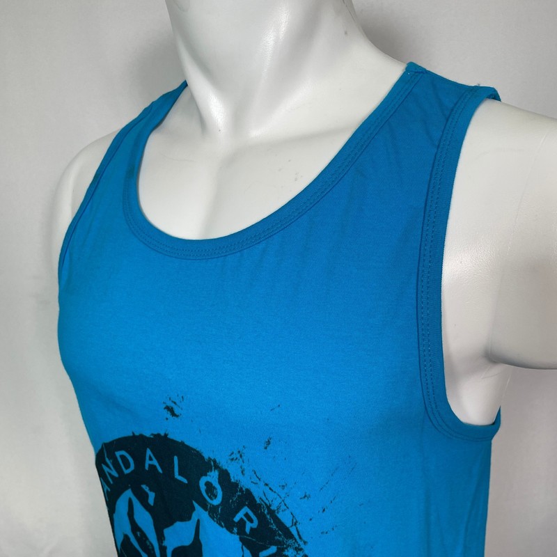 Mandalorian Bounty Hunter Mythosaur Logo Star Wars Blue Tank Top Men's SMALL gallery
