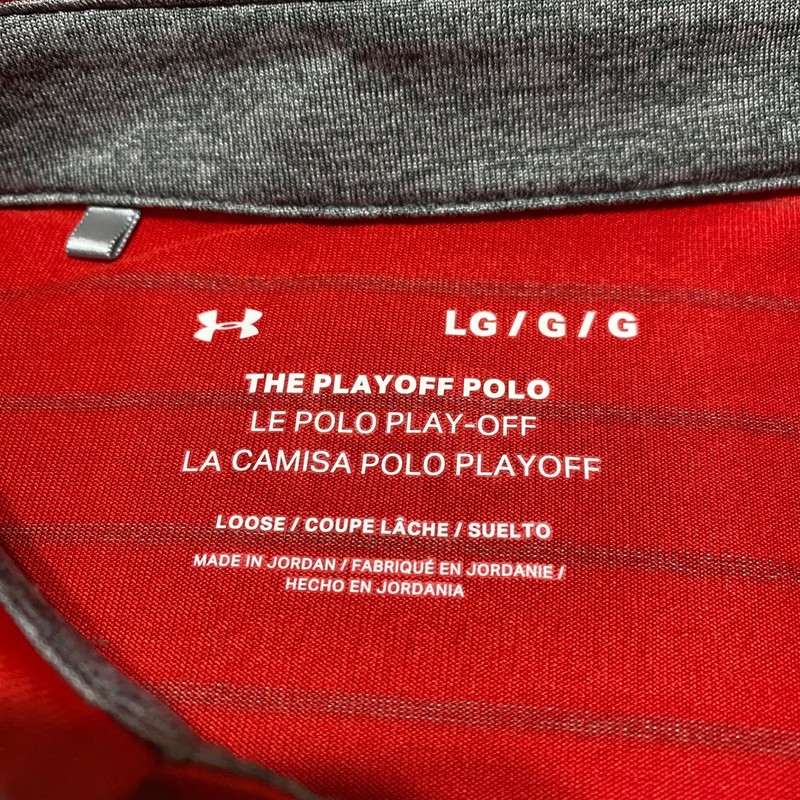 Under Armour Mens Large Polo Golf Shirt Red Striped Short Sleeve The Playoff gallery