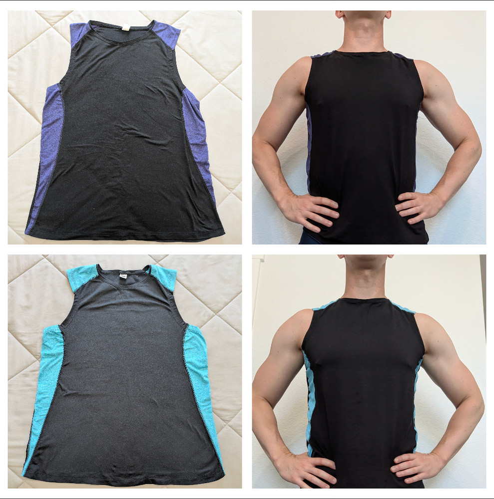 Bundle 2 x men's sport tank, size M (black/navy, black/turquoise)