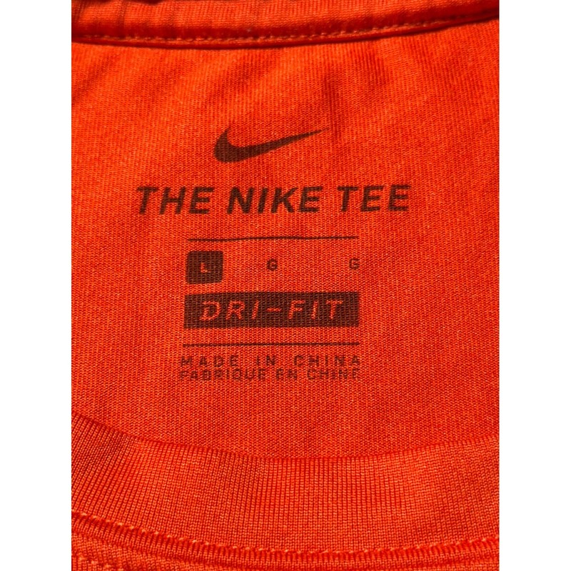 Nike The Nike Tee Dri-FIT Mens Large Orange Short Sleeve Training Shirt Logo gallery