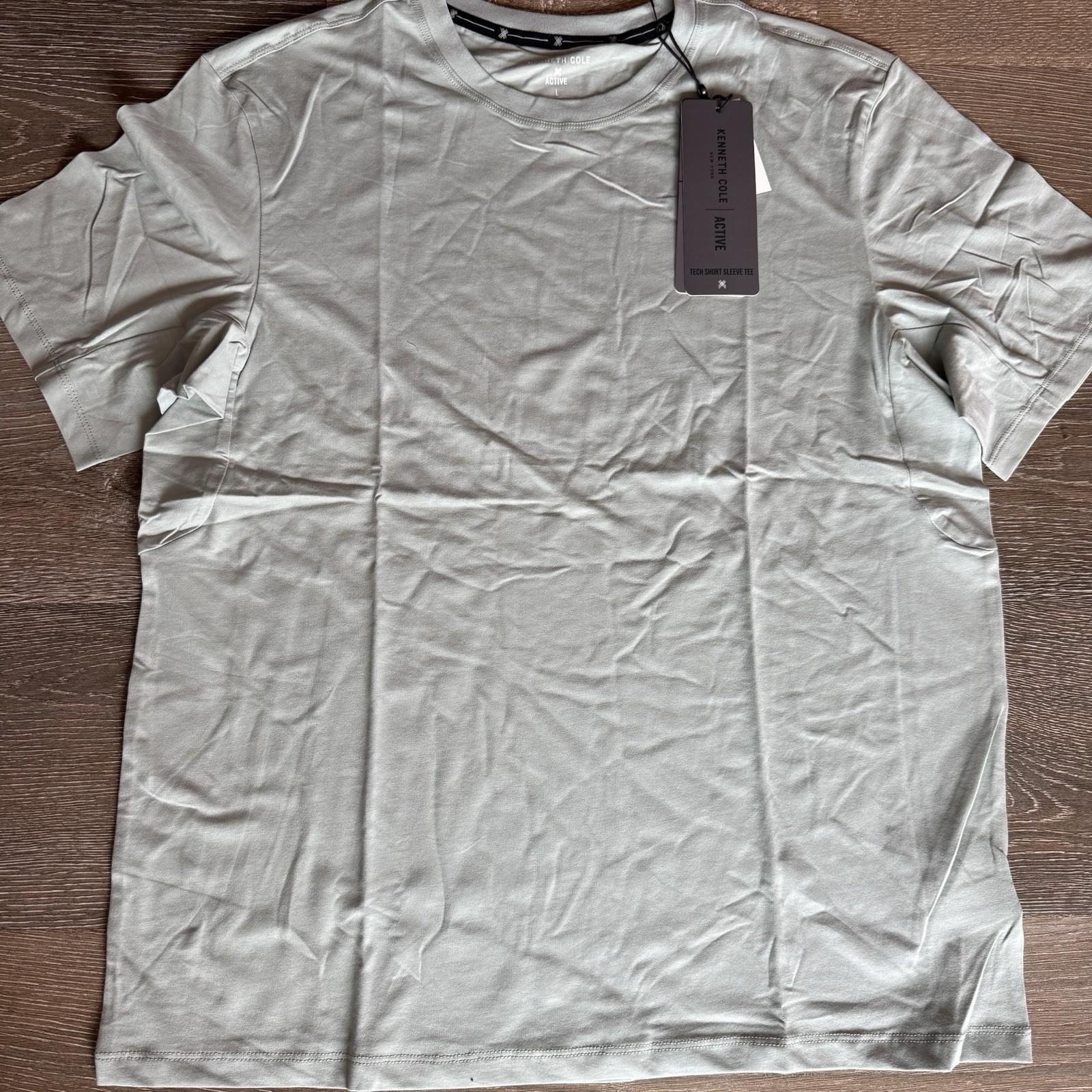 Kenneth Cole Men Active Tech Tee Sleeveless Shirt Silver Blue Shirt Tank Size L gallery