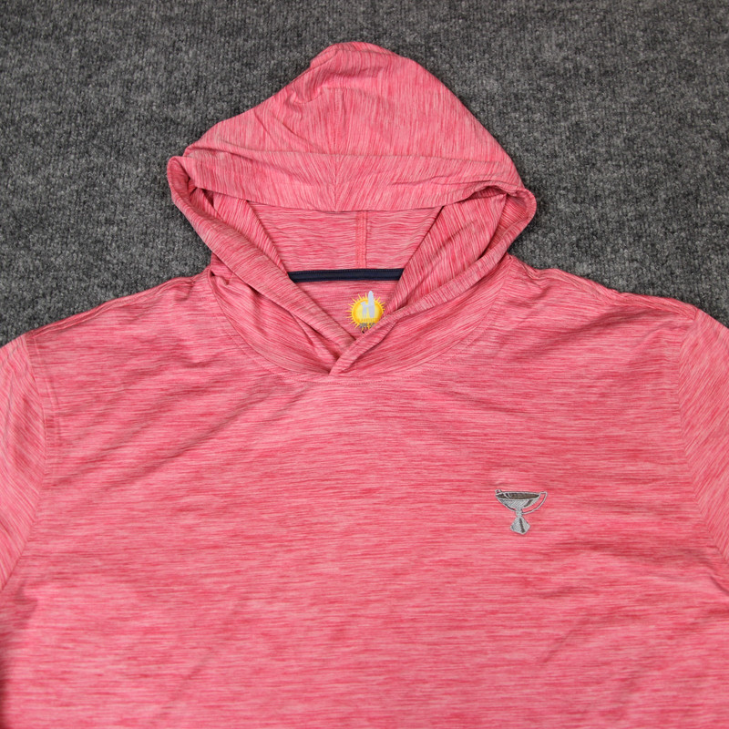 johnnie-O Long Sleeve Tech Pullover Men's XL Red Performance Hood Fedex Cup Golf gallery